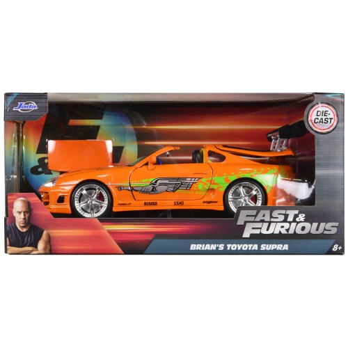 Brian's Toyota Supra Orange with Graphics 'Fast & Furious' Movie 1/24 Diecast Model Car by Jada