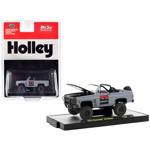 1973 Chevrolet K5 Blazer Open Top 'Holley' Gray with Black Hood Limited Edition to 6600 pieces Worldwide 1/64 Diecast Model Car by M2 Machines