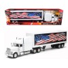 Freightliner Classic XL Truck White with Dry Van Trailer White with Patriotic Graphic 'Long Haul Truckers' Series 1/32 Diecast Model by New Ray