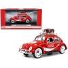 1966 Volkswagen Beetle Red 'Enjoy Coca-Cola' with Roof Rack and Accessories 1/24 Diecast Model Car by Motor City Classics