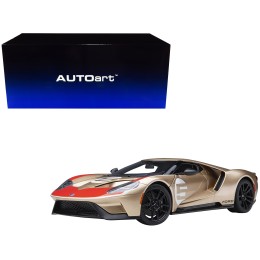 Ford GT Heritage Edition #5 'Holman Moody' Gold Metallic with Red and White Graphics 1/18 Model Car by Autoart