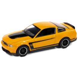 2012 Ford Mustang Boss 302 Yellow Blaze with Black Accents 'Modern Muscle' Series 1/64 Diecast Model Car by Auto World