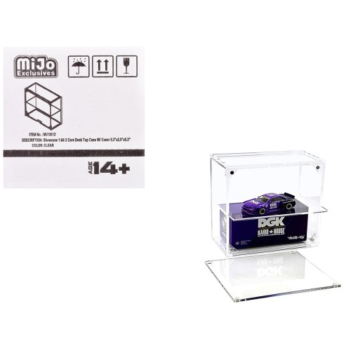 Showcase 2 Cars Desk Top Display Case with Cover 'Mijo Exclusives' for 1/64 Scale Models