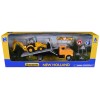 Peterbilt 335 Roll-Off Flatbed Truck and New Holland B110C Backhoe Loader with Street Signs 'New Holland Construction' Diecast Models by New Ray