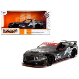 2024 Ford Mustang Dark Horse Black with White Top and 'Mustang Horse Graphics' 'Bigtime Muscle' Series 1/24 Diecast Model Car by Jada