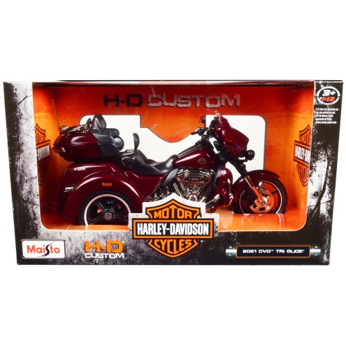 2021 Harley Davidson CVO Tri Glide Motorcycle Dark Red Metallic 'H-D Custom' 1/12 Diecast Model Car by Maisto