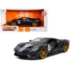 2017 Ford GT #2 Matt Black with Silver Stripes and Gold Wheels 'Bigtime Muscle' Series 1/24 Diecast Model Car by Jada