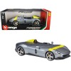 Ferrari Monza SP1 Silver Metallic with Yellow Stripes 1/18 Diecast Model Car by Bburago