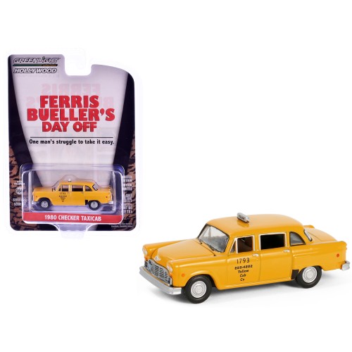 1980 Checker Taxicab 'Yellow Cab Co. #1793' Yellow 'Ferris Bueller's Day Off' (1986) Movie 'Hollywood Series' Release 42 1/64 Diecast Model Car by Greenlight