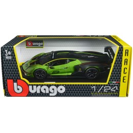 Lamborghini Essenza SCV12 #63 Green Metallic and Black 'Squadra Corse' 'Race' Series 1/24 Diecast Model Car by Bburago