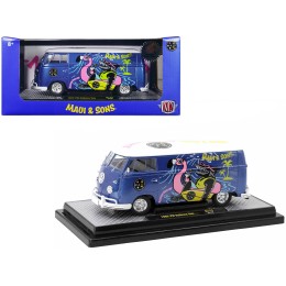 1960 Volkswagen Delivery Van Blue Metallic with White Top 'Maui and Sons' Limited Edition to 6550 pieces Worldwide 1/24 Diecast Model Car by M2 Machines