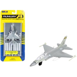 General Dynamics F-16 Fighting Falcon Fighter Aircraft Gray 'United States Air Force' with Runway Section Diecast Model Airplane by Runway24