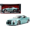 Brian's Nissan Skyline GT-R (BNR34) RHD (Right Hand Drive) Turquoise Metallic 'Fast & Furious' Movie 1/24 Diecast Model Car by Jada