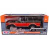 1978 Ford Bronco Ranger XLT with Spare Tire Black and Red 'Timeless Legends' Series 1/24 Diecast Model Car by Motormax
