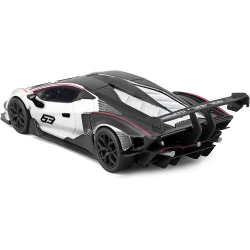 Lamborghini Essenza SCV12 #63 White and Black 'Squadra Corse' 'Race' Series 1/24 Diecast Model Car by Bburago