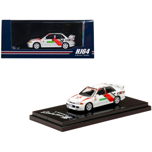 Mitsubishi Lancer RS Evolution III RHD (Right Hand Drive) Scortia White 'Groupe A Promotion' 1/64 Diecast Model Car by Hobby Japan