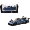 Pagani Zonda Revolucion Blue Metallic and Black with Light Blue Stripes 'Global64' Series 1/64 Diecast Model Car by Tarmac Works