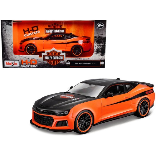 2017 Chevrolet Camaro ZL1 Orange and Black 'Harley Davidson' 'H-D Custom' Series 1/24 Diecast Model Car by Maisto