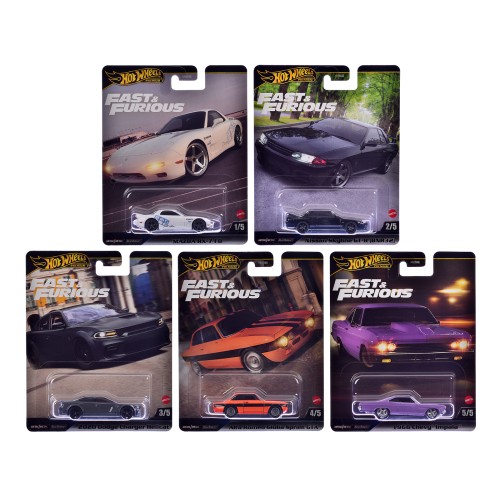 'Fast & Furious' 2025 5 piece Set K Diecast Model Cars by Hot Wheels