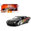 1971 Pontiac GTO Black with Flame Graphics 'Bigtime Muscle' Series 1/24 Diecast Model Car by Jada
