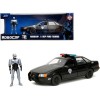 Ford Taurus OCP Matt Black 'Detroit Police' and Robocop Diecast Figure 35th Anniversary 'Robocop' (1987) Movie 'Hollywood Rides' Series 1/24 Diecast Model Car by Jada