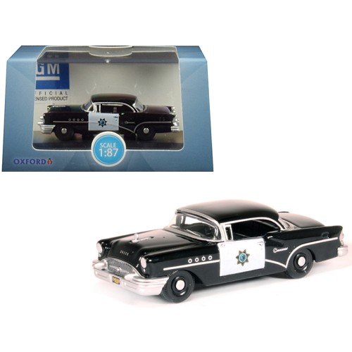 1955 Buick Century 'California Highway Patrol' (CHP) Black 1/87 (HO) Scale Diecast Model Car by Oxford Diecast