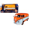 Volkswagen Type 2 (T1) Delivery Van #5 'Gulf' Orange and Light Blue 1/24 Diecast Model Car by Motormax