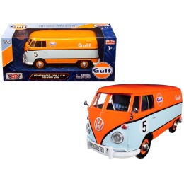 Volkswagen Type 2 (T1) Delivery Van #5 'Gulf' Orange and Light Blue 1/24 Diecast Model Car by Motormax
