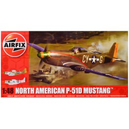 Level 2 Model Kit North American P-51D Mustang Fighter Aircraft with 2 Scheme Options 1/48 Plastic Model Kit by Airfix