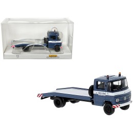 1968 Mercedes-Benz L 608 D Flatbed Truck Blue with White Stripes 'Mercedes-Benz Service' 1/87 (HO) Scale Model Car by Brekina