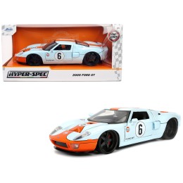 2005 Ford GT #6 'Gulf Oil' Light Blue with Orange Stripes 'Hyper-Spec' Series 1/24 Diecast Model Car by Jada