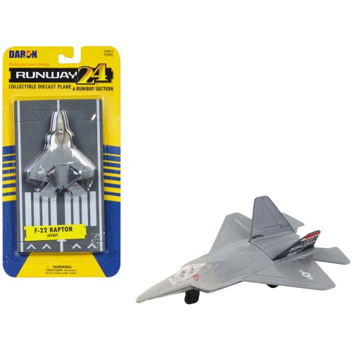 Lockheed Martin F-22 Raptor Stealth Aircraft Gray 'United States Air Force YF-22' with Runway Section Diecast Model Airplane by Runway24