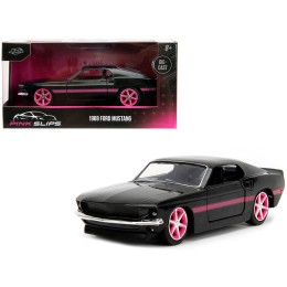 1969 Ford Mustang Black Metallic with Pink Stripes and Wheels 'Pink Slips' Series 1/32 Diecast Model Car by Jada