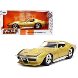 1969 Chevrolet Corvette Stingray ZL-1 Gold Metallic with Black Stripe 'Bigtime Muscle' Series 1/24 Diecast Model Car by Jada