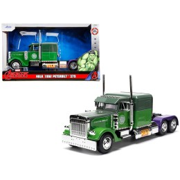 1992 Peterbilt 379 Truck Tractor Green Two-Tone and Purple 'The Incredible Hulk' 'Marvel Avengers' Series Diecast Model by Jada