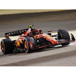 Ferrari SF-24 #55 Carlos Sainz 3rd Place Formula One F1 'Bahrain GP' (2024) with Acrylic Display Case 1/18 Model Car by LookSmart