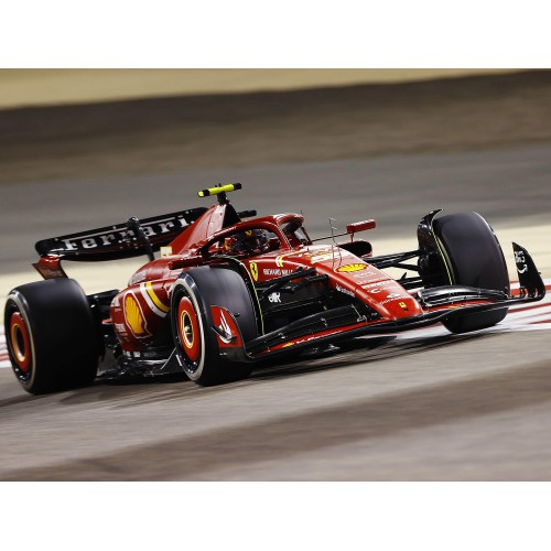 Ferrari SF-24 #55 Carlos Sainz 3rd Place Formula One F1 'Bahrain GP' (2024) with Acrylic Display Case 1/18 Model Car by LookSmart