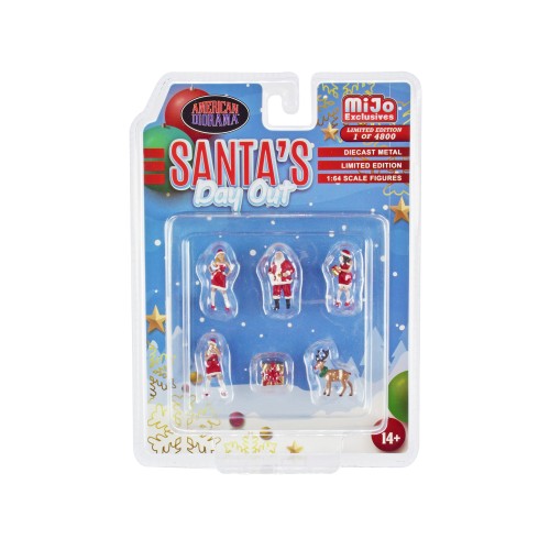 'Santa's Day Out' 6 piece Diecast Set (1 Man 2 Women 1 Reindeer 1 Present Figures and Accessories) Limited Edition to 4800 pieces Worldwide 1/64 Scale Models by American Diorama