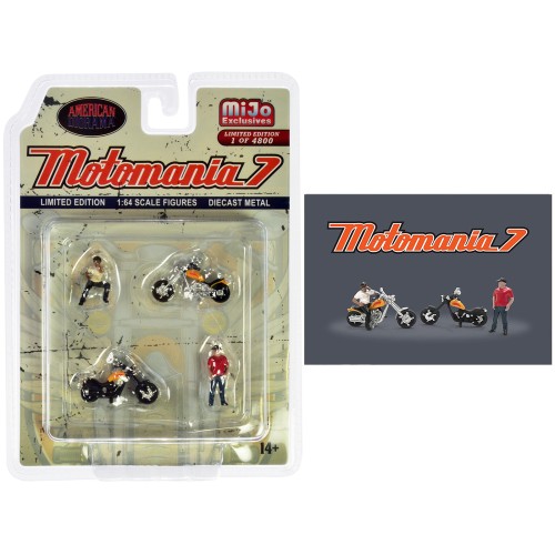 'Motomania 7' 4 piece Diecast Figure Set (2 Figures 2 Motorcycles) Limited Edition to 4800 pieces Worldwide for 1/64 scale models by American Diorama