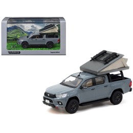 Toyota Hilux Pickup Truck RHD (Right Hand Drive) Gray with Camping Equipment 'Road64' Series 1/64 Diecast Model Car by Tarmac Works