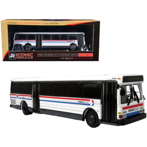 1980 Grumman 870 Advanced Design Transit Bus WMATA (Washington Metropolitan Area Transit Authority) Metro Bus '16S Pentagon' 'Vintage Bus & Motorcoach Collection' 1/87 Diecast Model by Iconic Replicas