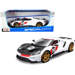 2021 Ford GT #98 White 'Heritage Edition' 1/18 Diecast Model Car by Maisto