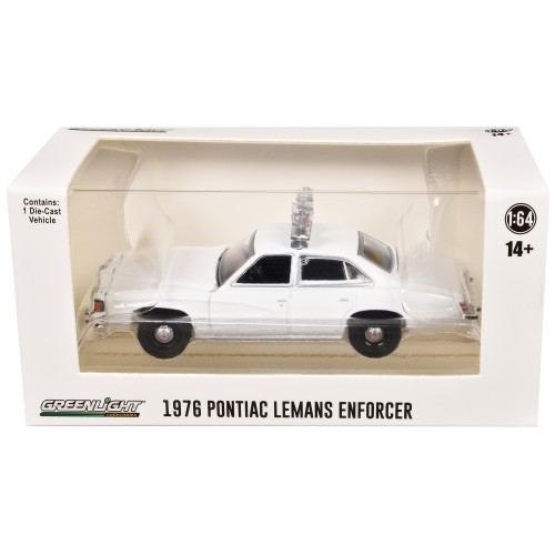 1976-77 Pontiac LeMans Enforcer White with Light Bar 'Hot Pursuit - Hobby Exclusive' Series 1/64 Diecast Model Car by Greenlight