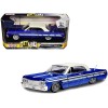 1964 Chevrolet Impala Lowrider Hard Top Candy Blue Metallic with Cream Top 'Get Low' Series 1/24 Diecast Model Car by Motormax