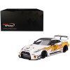 Nissan LB-Silhouette WORKS GT 35GT-RR Ver.1 RHD (Right Hand Drive) #23 White with Yellow Stripes 'LB Racing' 1/18 Model Car by Top Speed
