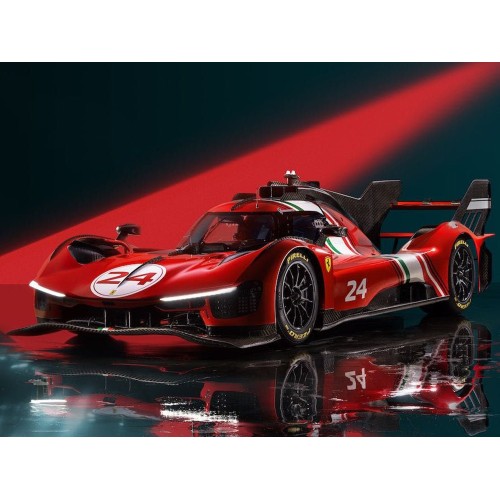 Ferrari 499P Modificata #24 Red 'Launch Version' with Acrylic Display Case 1/18 Model Car by LookSmart