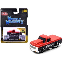 1972 Chevrolet C-10 Pickup Truck Red and Black 'Edelbrock' 1/64 Diecast Model Car by Muscle Machines