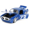 1972 Pontiac Firebird #72 Blue with White Stripe 'Chevron' 'Bigtime Muscle' Series 1/24 Diecast Model Car by Jada