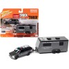 1997 Chevrolet Tahoe 'SWAT' Custom Gray Metallic and Black with 'Twin Cities Police' Camper Trailer Limited Edition to 9892 pieces Worldwide 'Truck and Trailer' Series 1/64 Diecast Model Car by Johnny Lightning