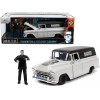 1957 Chevrolet Suburban Gray and Black with Graphics and Frankenstein Diecast Figurine 'Universal Monsters' 'Hollywood Rides' Series 1/24 Diecast Model Car by Jada
